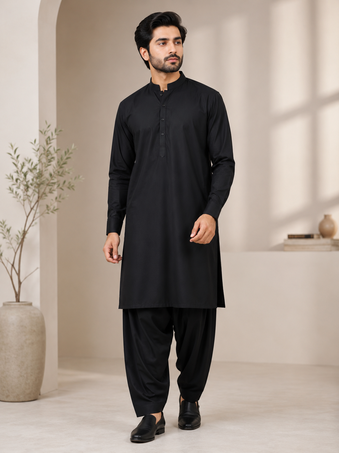 Diyarul Hafiz Premium Wash & Wear Unstitched Fabric – Black