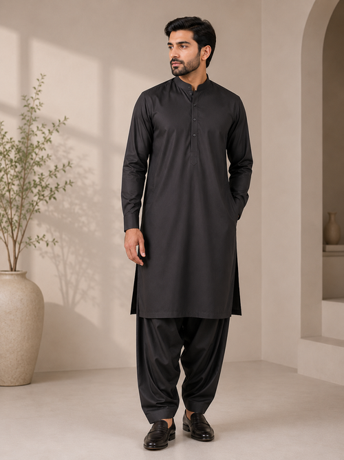 Diyarul Hafiz Essential Wash & Wear Shalwar Kameez – Dark Brown