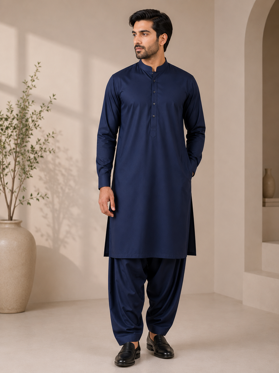 Diyarul Hafiz Essential Wash & Wear Shalwar Kameez – Navy Blue
