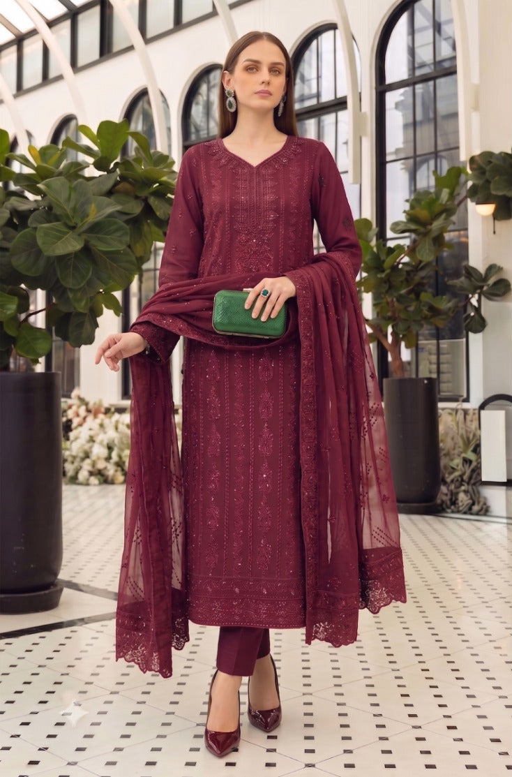 Premium Embroidered Linen Unstitched 3 Piece Suit