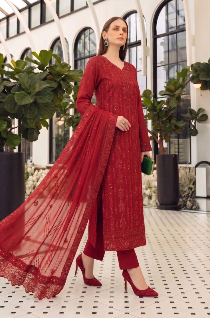 Premium Embroidered Linen Unstitched 3 Piece Suit