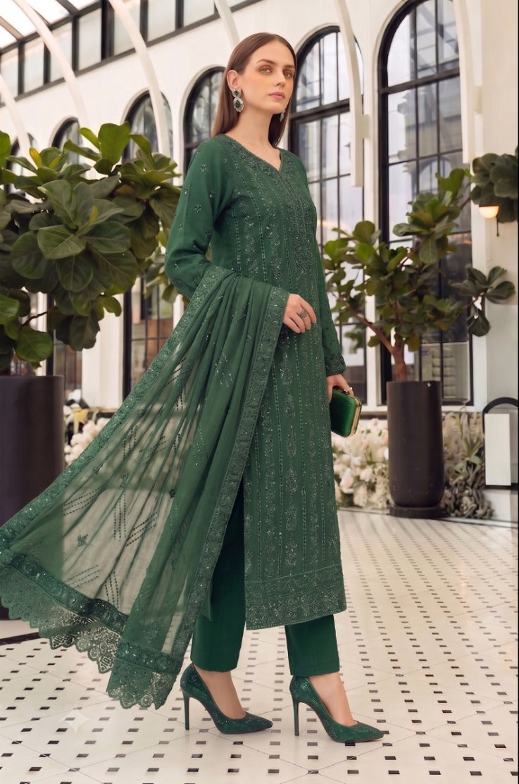 Premium Embroidered Linen Unstitched 3 Piece Suit