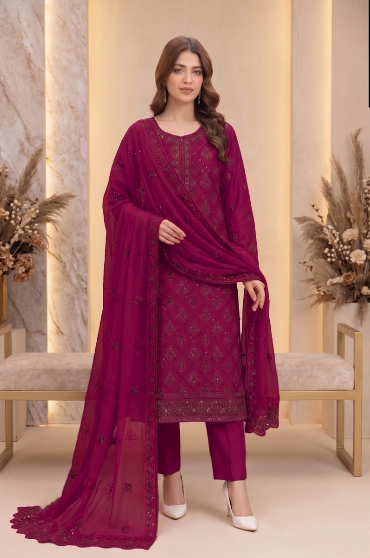 Premium Embroidered Linen Unstitched 3 Piece Suit
